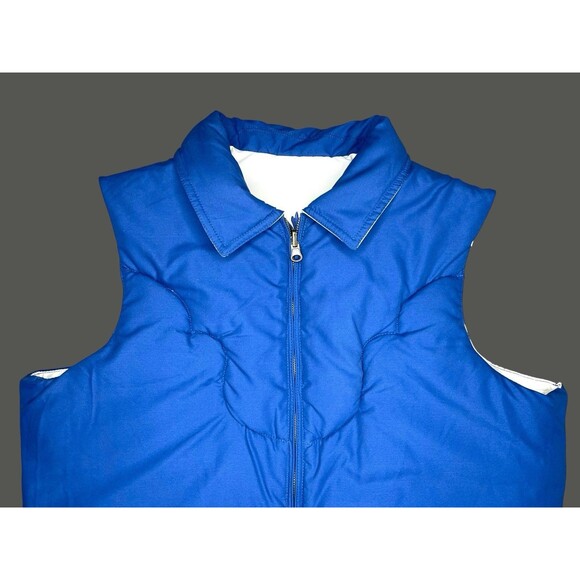 Roper Reversible Quilted Puffer Vest Size XL White Blue Embroidered Western Barn - Picture 7 of 11